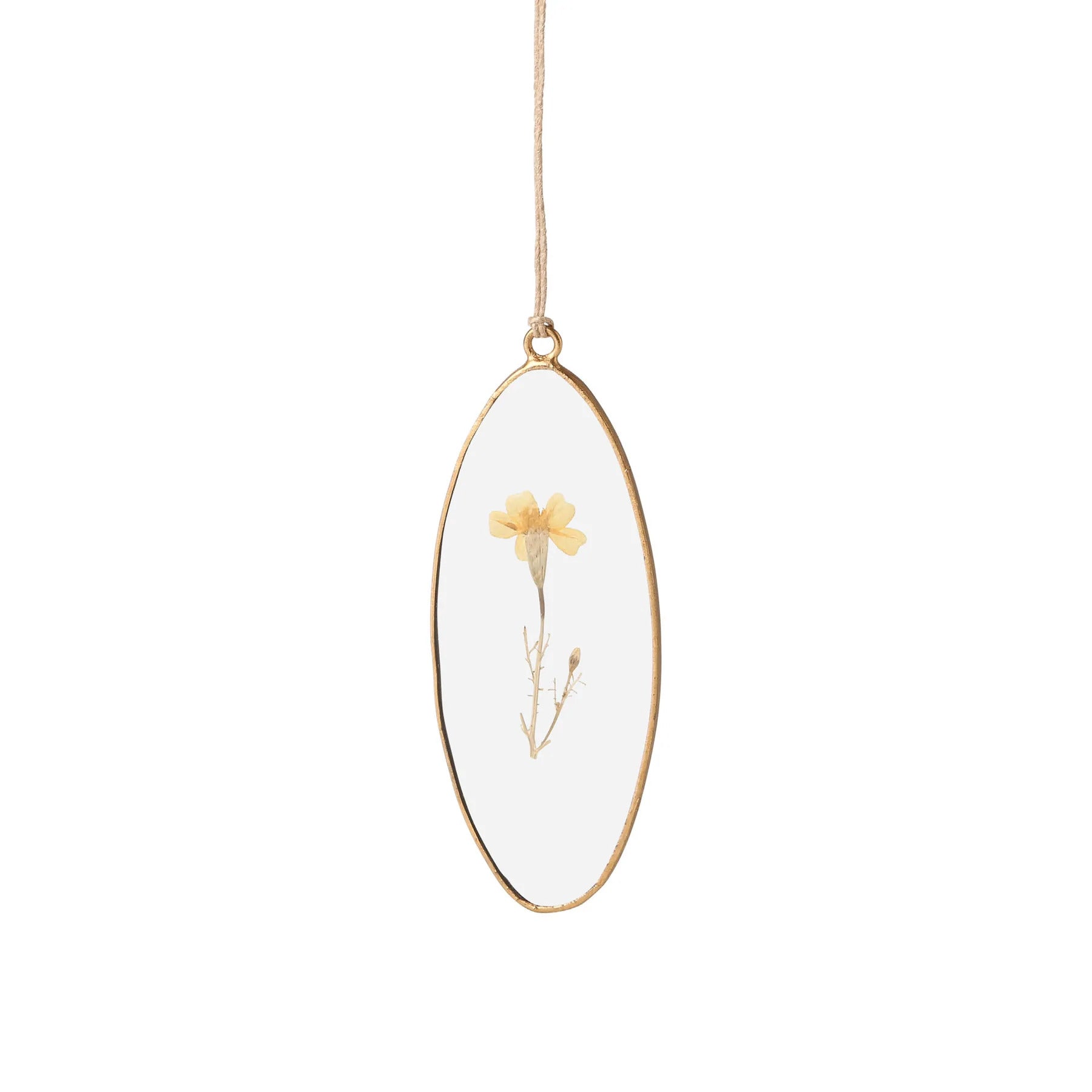 Rosy Rings Golden Oval Pressed Floral Suncatcher