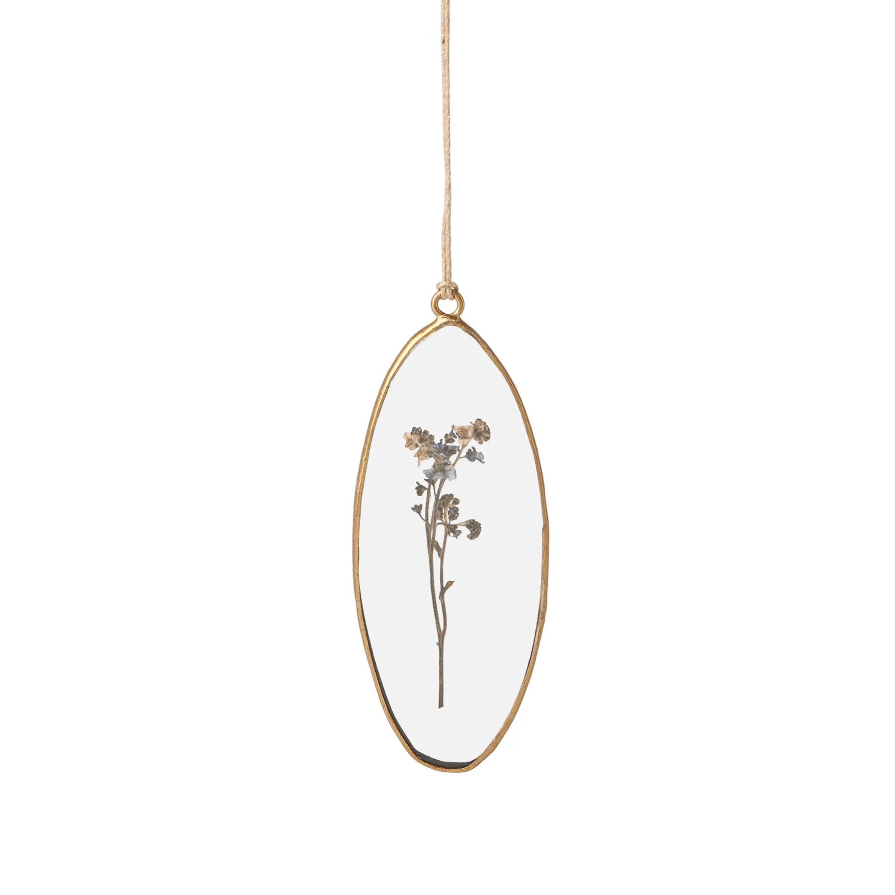 Rosy Rings Periwinkle Oval Pressed Floral Suncatcher