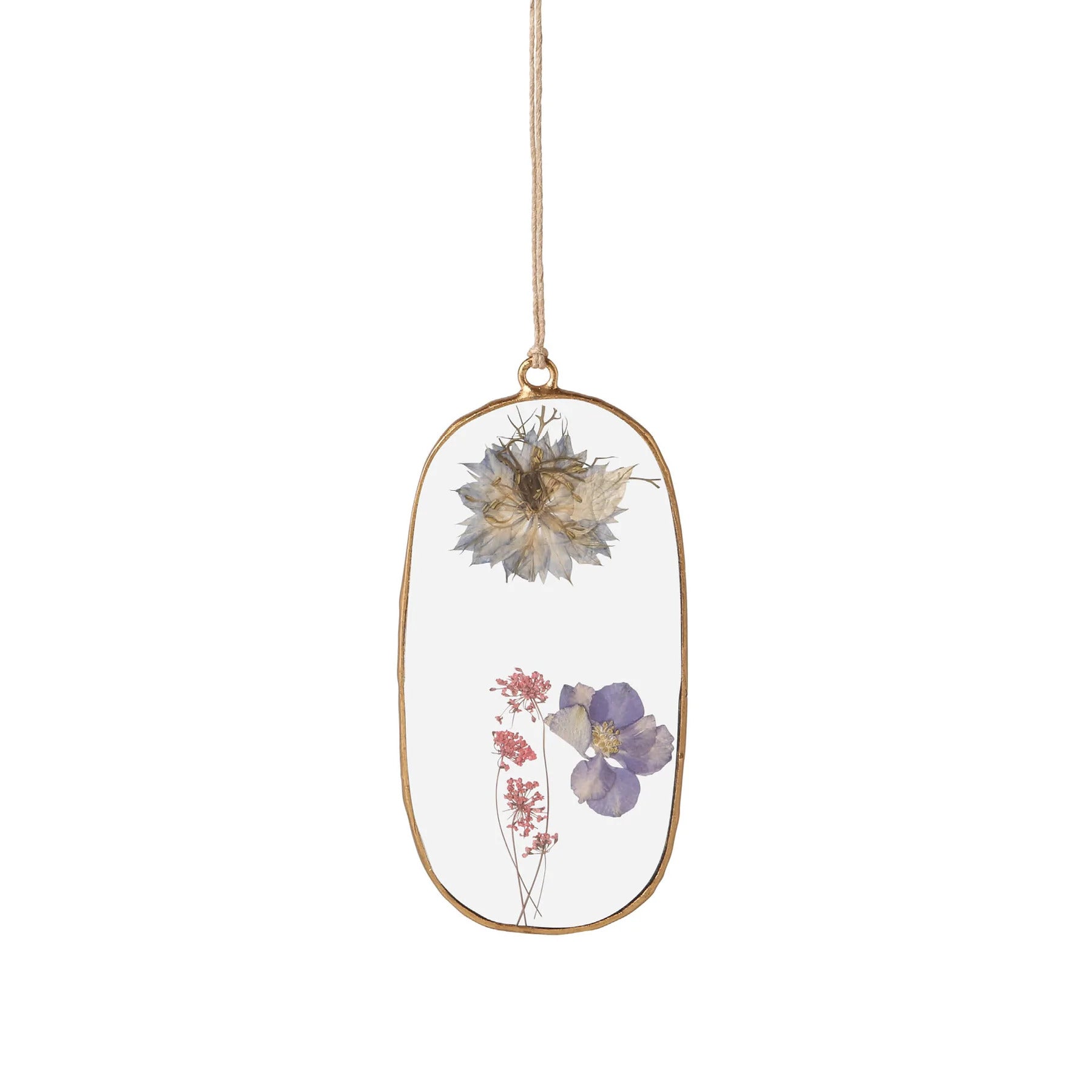 Rosy Rings Wildflower Squoval Pressed Floral Suncatcher