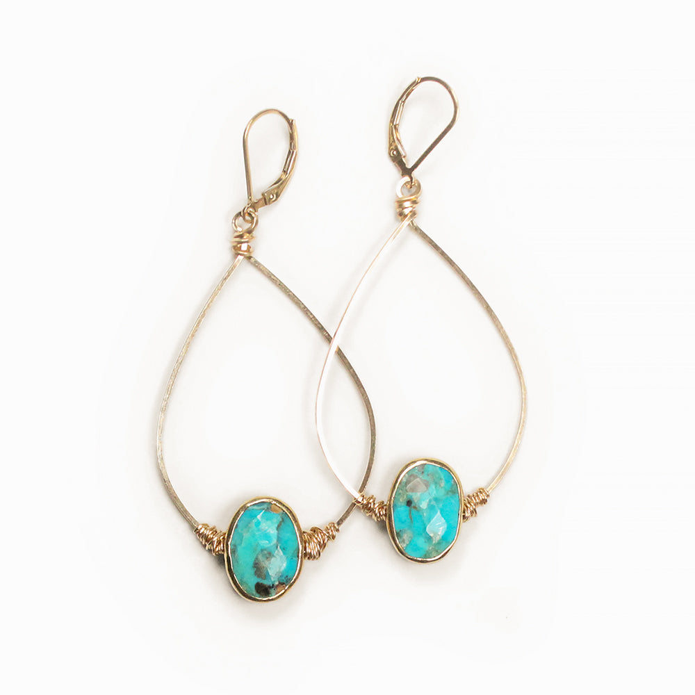 Bloom Jewelry Green Turquoise Wrapped Hoops